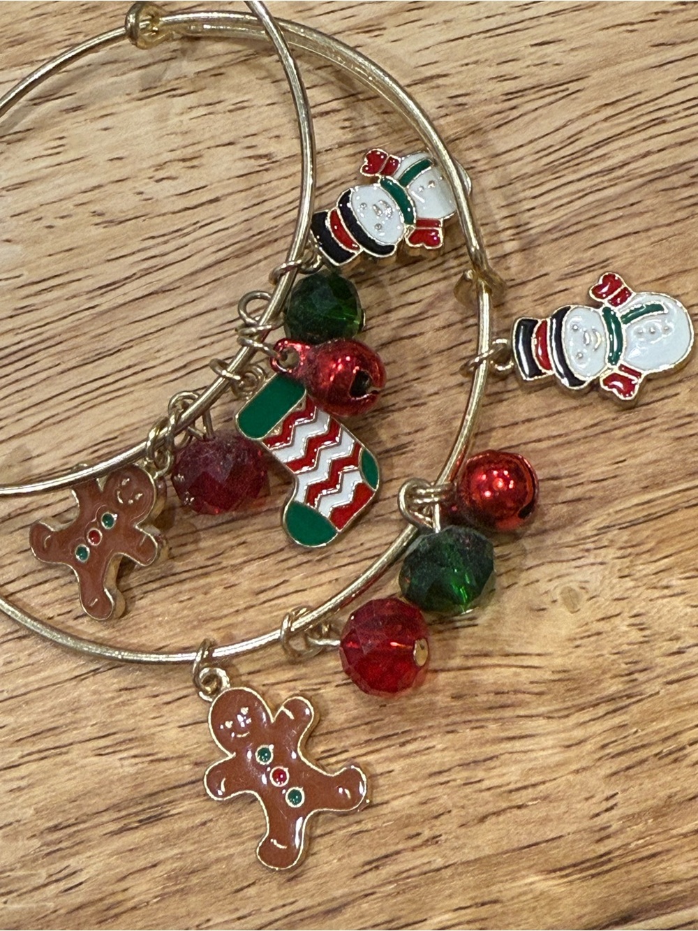Holiday Charm Stackable Bracelet Set in Red & Green